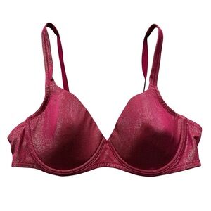Victoria's Secret T-Shirt Bra 38B Red Metallic Adjustable Straps Supportive